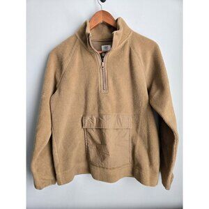 Gap Teen Hooded Sherpa Jacket 16-18 Tan Pocket Pullover Quarter Zip